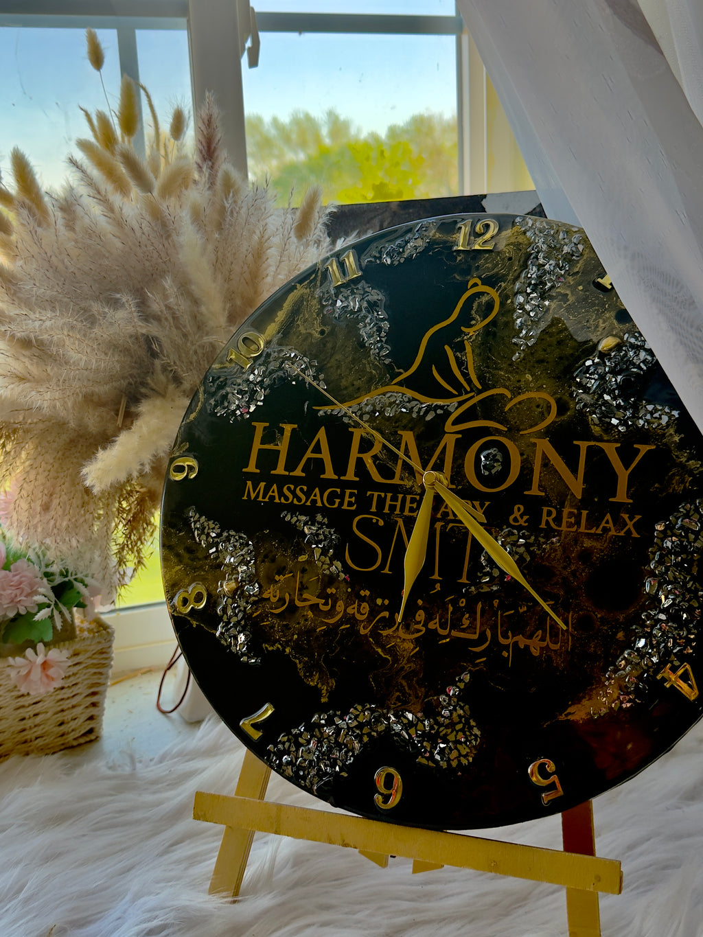 Personalized Resin Clock 14×14 – Handmade Luxury Wall Art