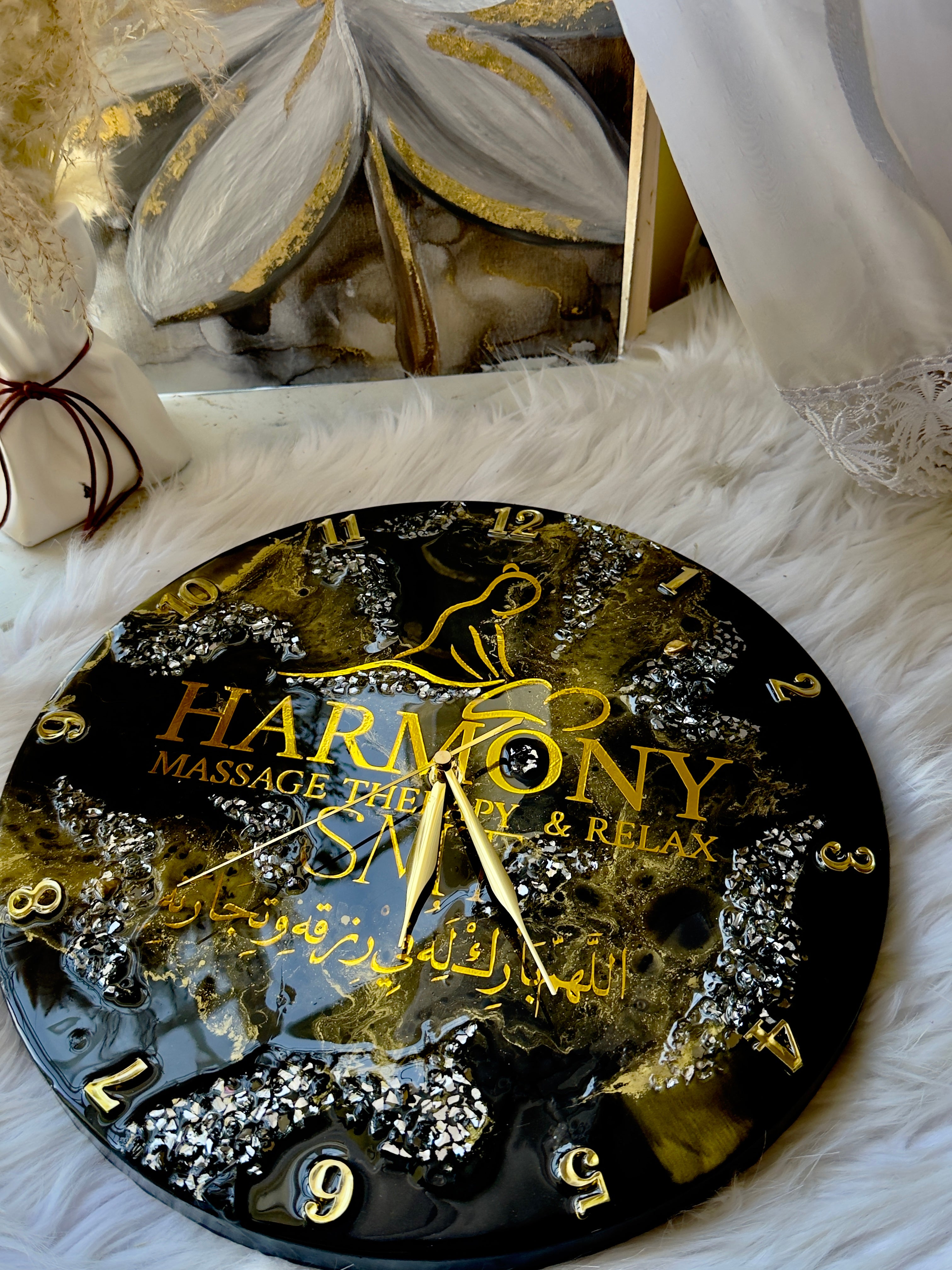 Personalized Resin Clock 14×14 – Handmade Luxury Wall Art