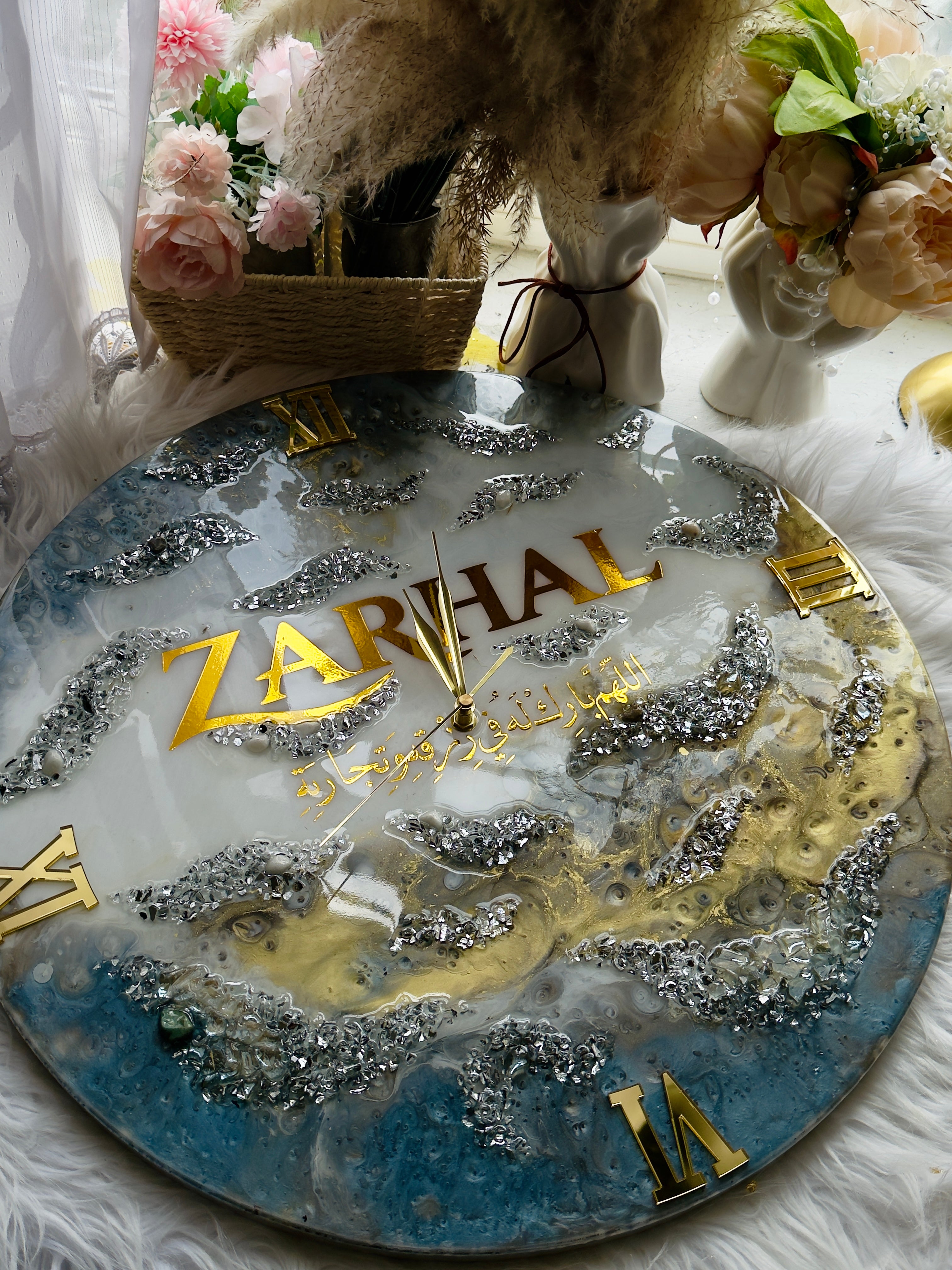 Luxury Custom Name Wall Clock – Resin Art
