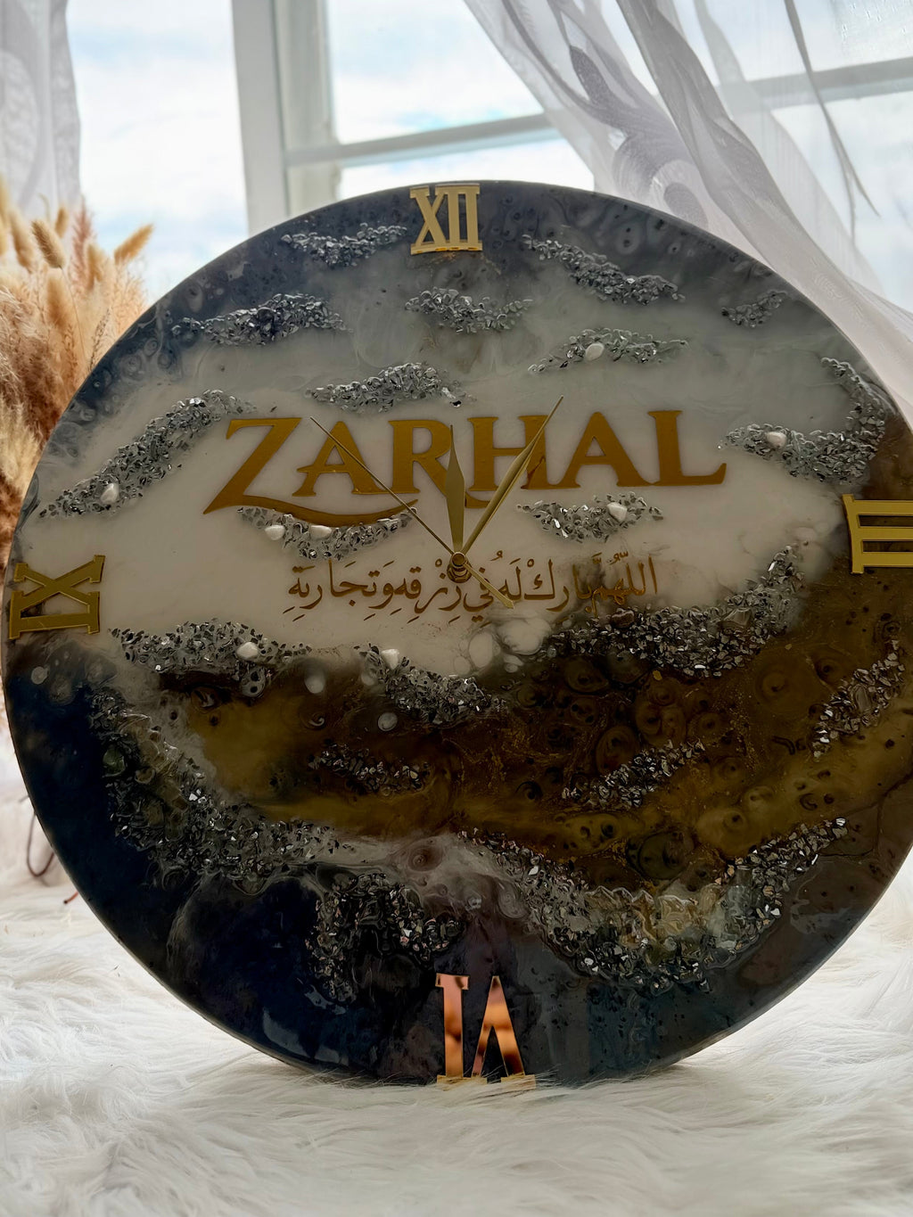 Luxury Custom Name Wall Clock – Resin Art